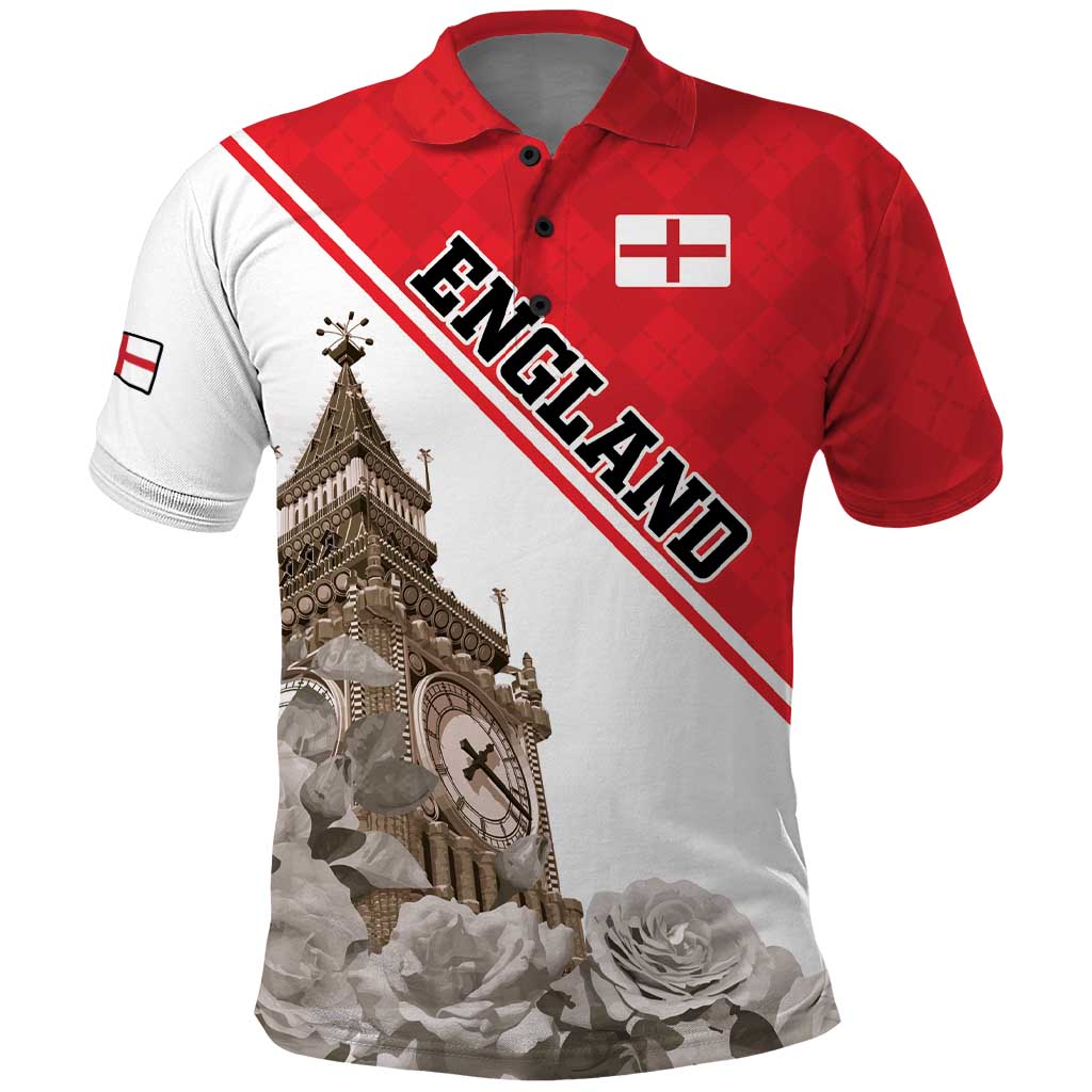 Custom England Rose Polo Shirt With Big Ben - Wonder Print Shop