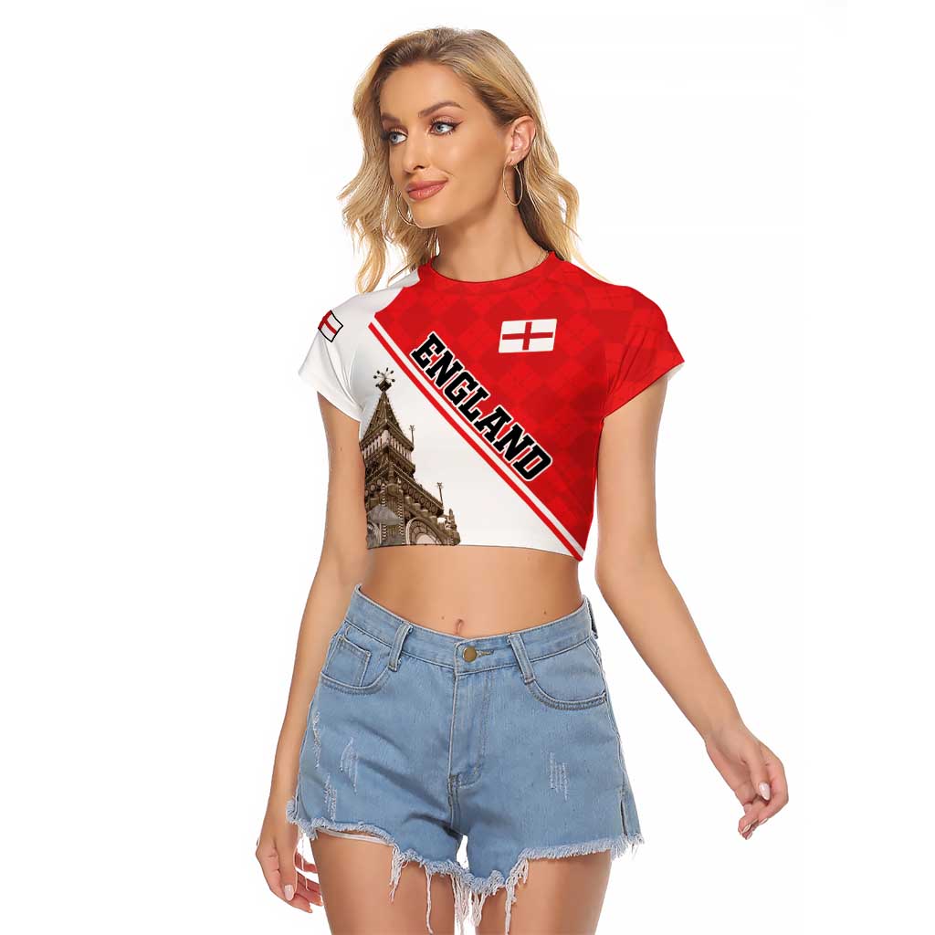 Custom England Rose Raglan Cropped T Shirt With Big Ben