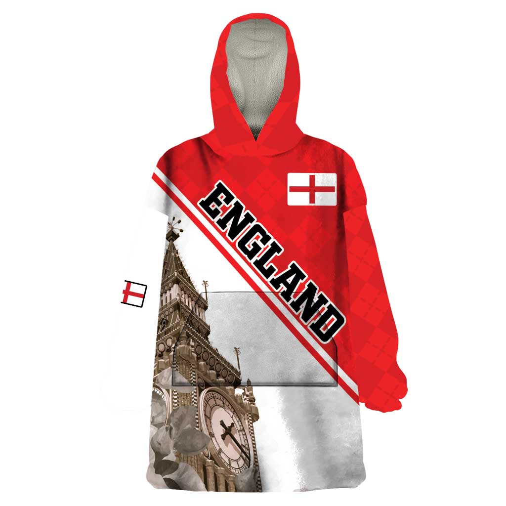 Custom England Rose Wearable Blanket Hoodie With Big Ben