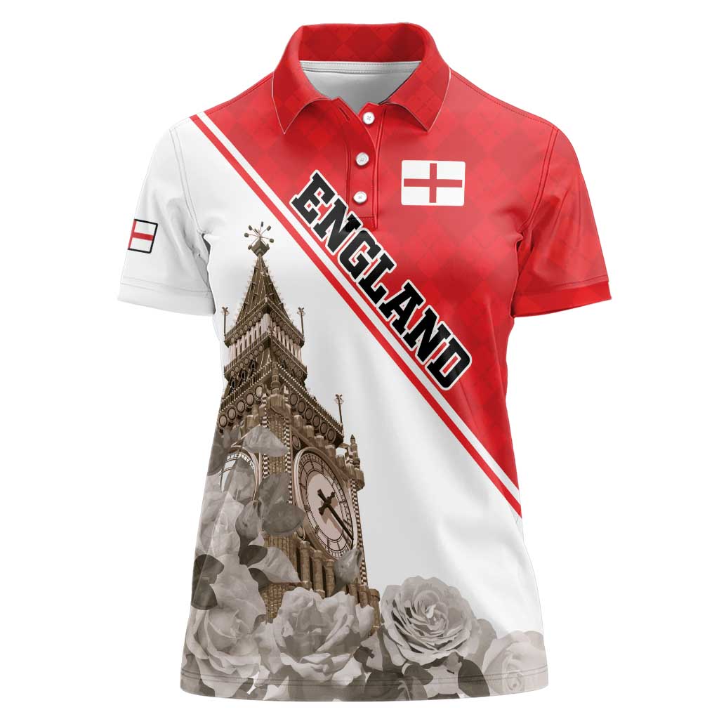 Custom England Rose Women Polo Shirt With Big Ben