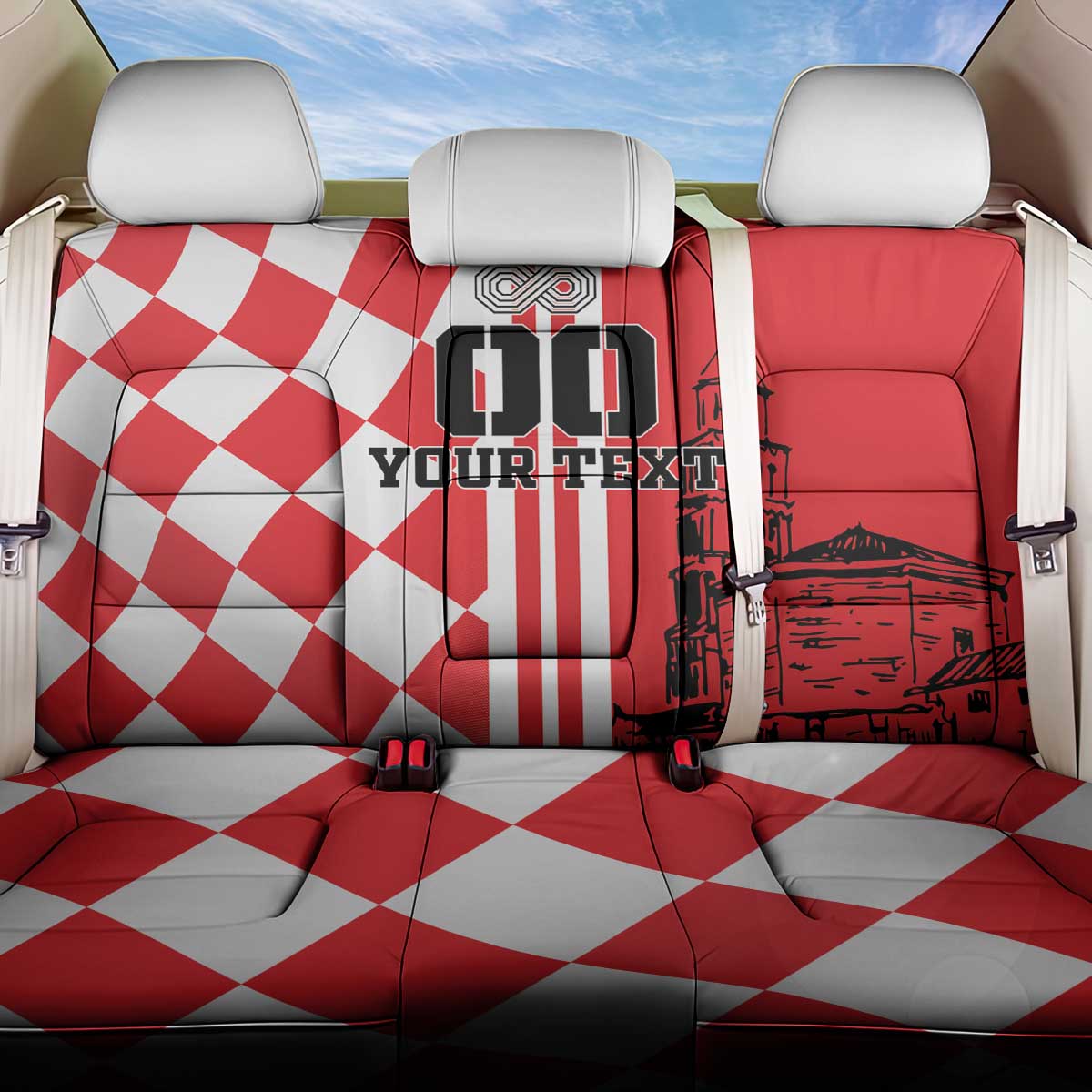 Custom Croatia Back Car Seat Cover Checkerboard Hrvatska Simple Style