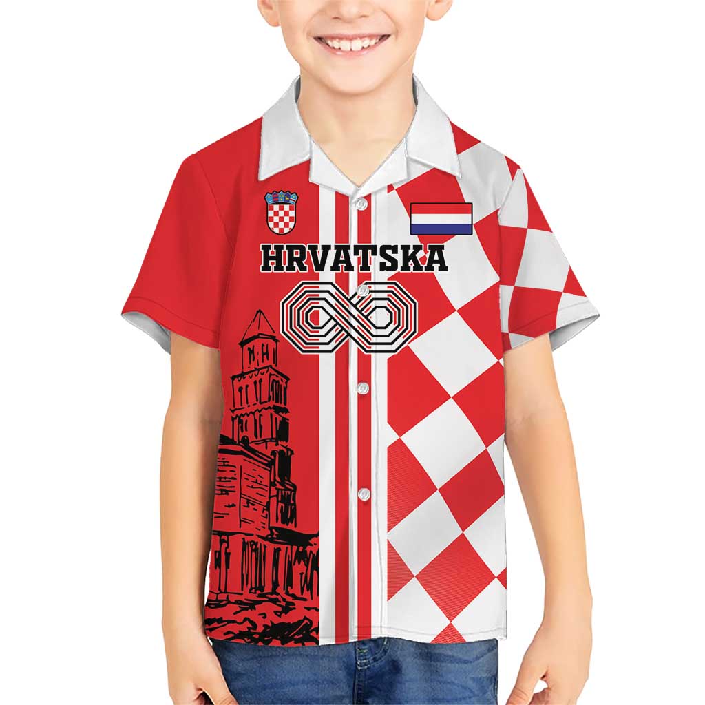 Custom Croatia Kid Hawaiian Shirt Checkerboard Hrvatska Simple Style