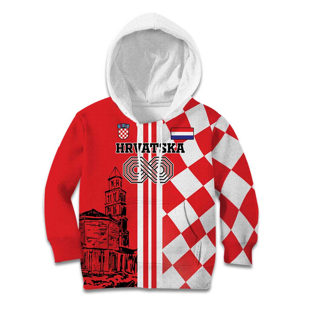 Custom Croatia Kid Hoodie Checkerboard Hrvatska Simple Style - Wonder Print Shop