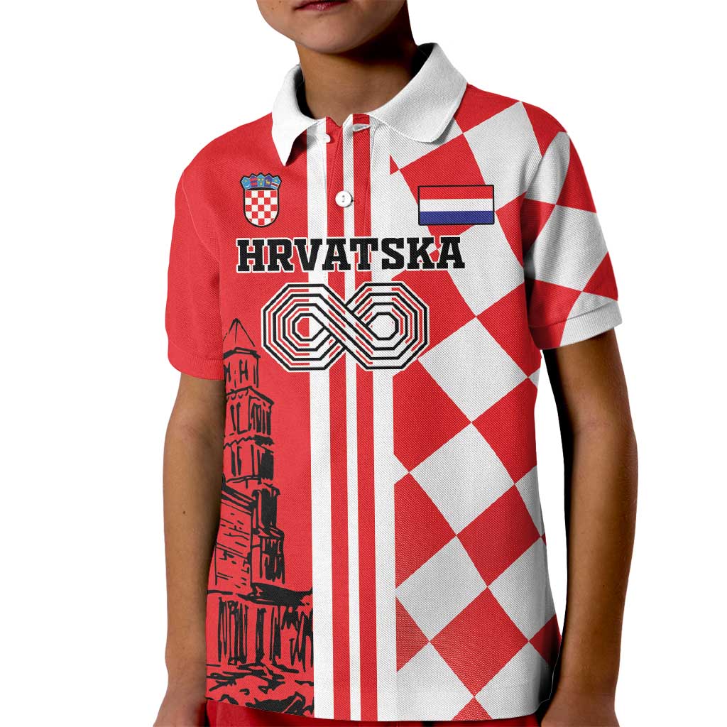 Custom Croatia Kid Polo Shirt Checkerboard Hrvatska Simple Style - Wonder Print Shop