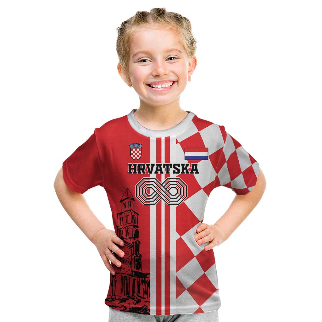 Custom Croatia Kid T Shirt Checkerboard Hrvatska Simple Style - Wonder Print Shop