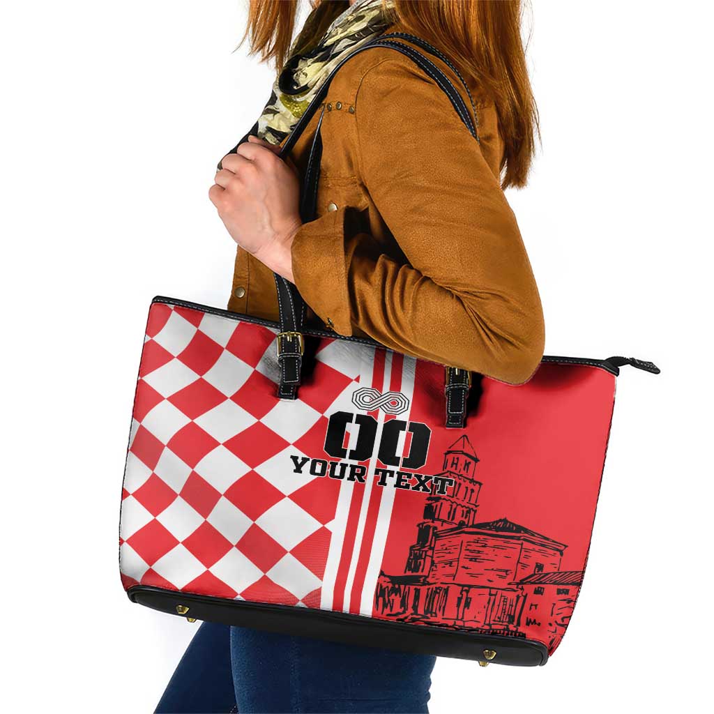 Custom Croatia Leather Tote Bag Checkerboard Hrvatska Simple Style - Wonder Print Shop