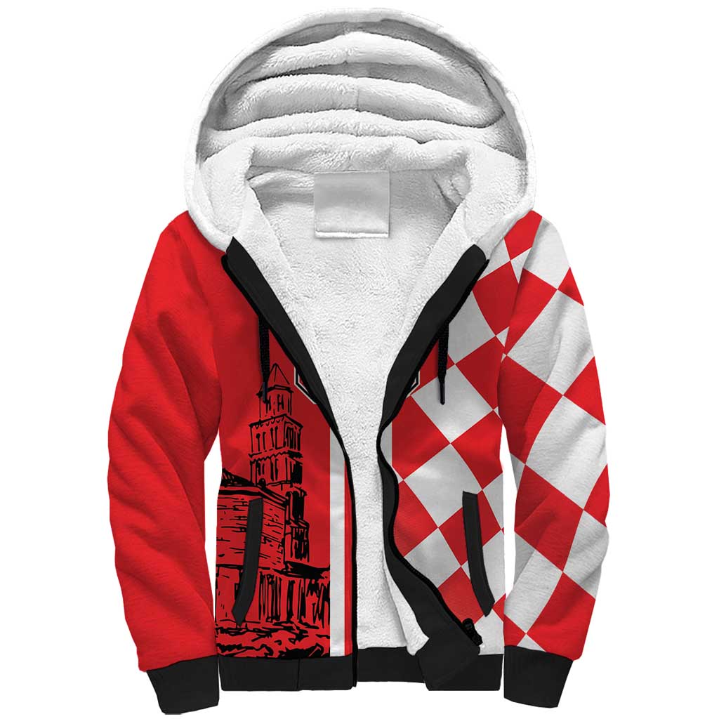 Custom Croatia Sherpa Hoodie Checkerboard Hrvatska Simple Style