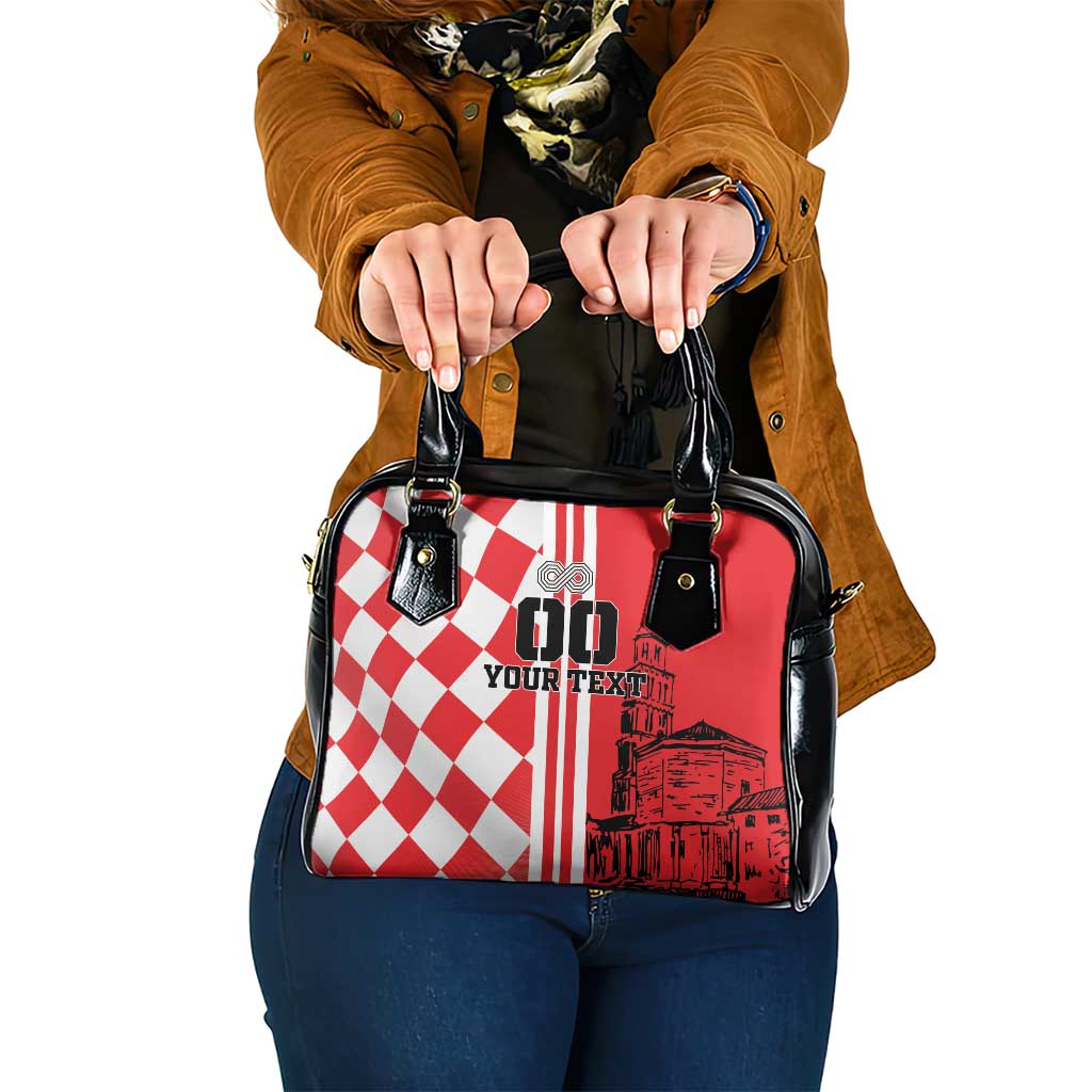 Custom Croatia Shoulder Handbag Checkerboard Hrvatska Simple Style