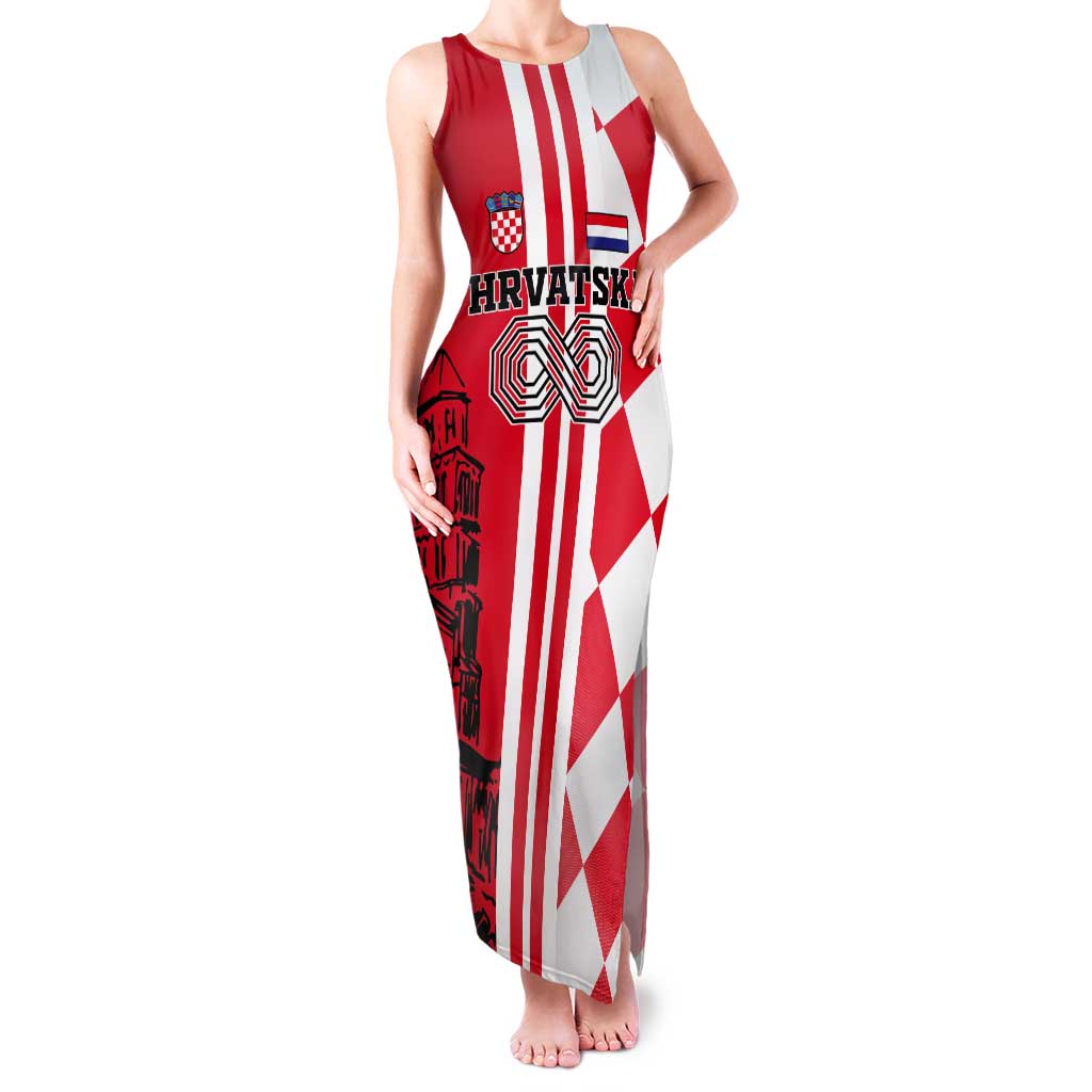 Custom Croatia Tank Maxi Dress Checkerboard Hrvatska Simple Style