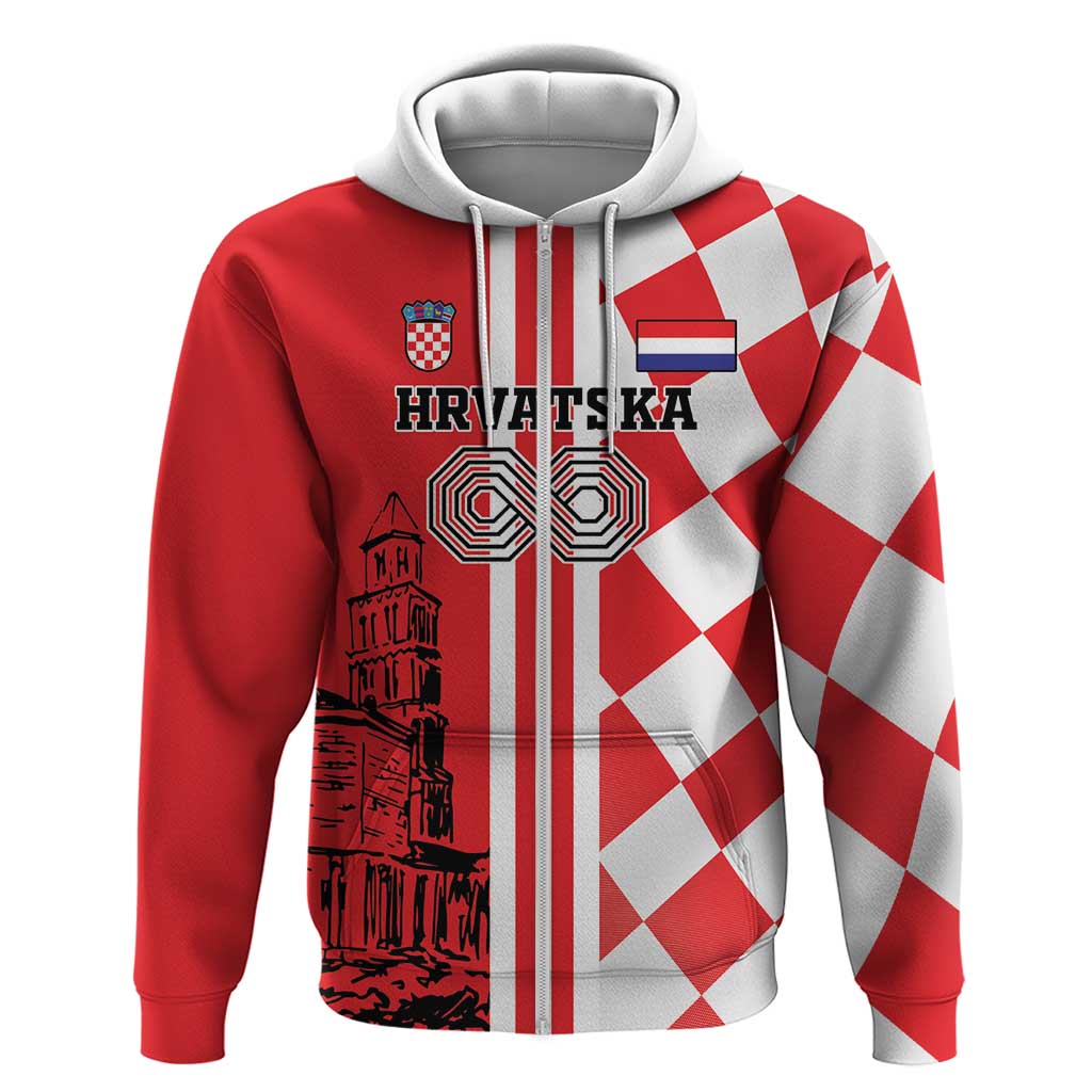 Custom Croatia Zip Hoodie Checkerboard Hrvatska Simple Style