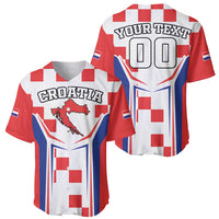Set of red and white baseball jerseys: Croatia front and 'YOUR TEXT' back with '00'