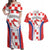 Custom Croatia Checkerboard Couples Matching Off Shoulder Maxi Dress and Hawaiian Shirt Simple Style - Wonder Print Shop