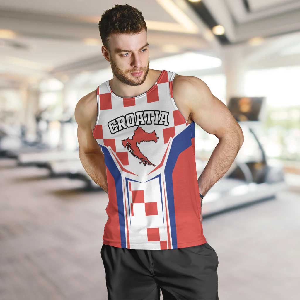 Custom Croatia Checkerboard Men Tank Top Simple Style