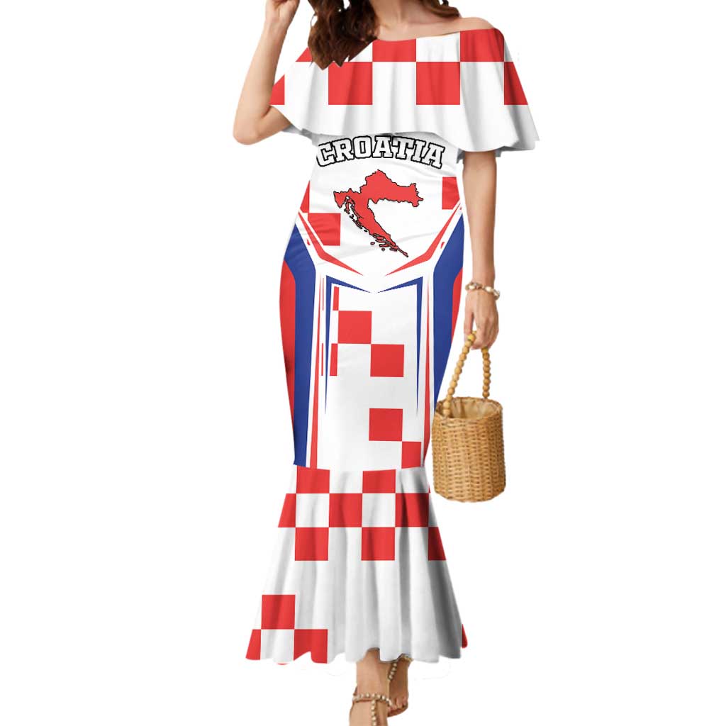 Custom Croatia Checkerboard Mermaid Dress Simple Style - Wonder Print Shop