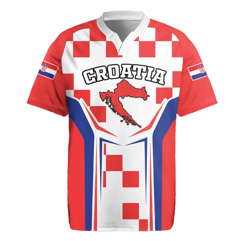 Custom Croatia Checkerboard Rugby Jersey Simple Style