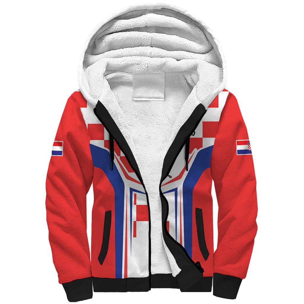 Custom Croatia Checkerboard Sherpa Hoodie Simple Style