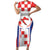 Custom Croatia Checkerboard Short Sleeve Bodycon Dress Simple Style