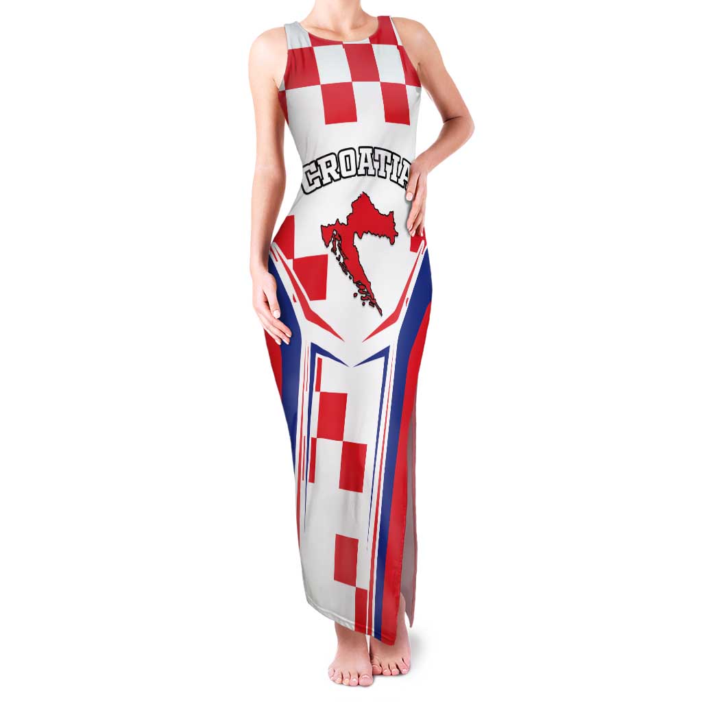 Custom Croatia Checkerboard Tank Maxi Dress Simple Style