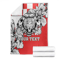 Croatia leopard heads blanket with folded white backups, red/white/black and 'YOUR TEXT'