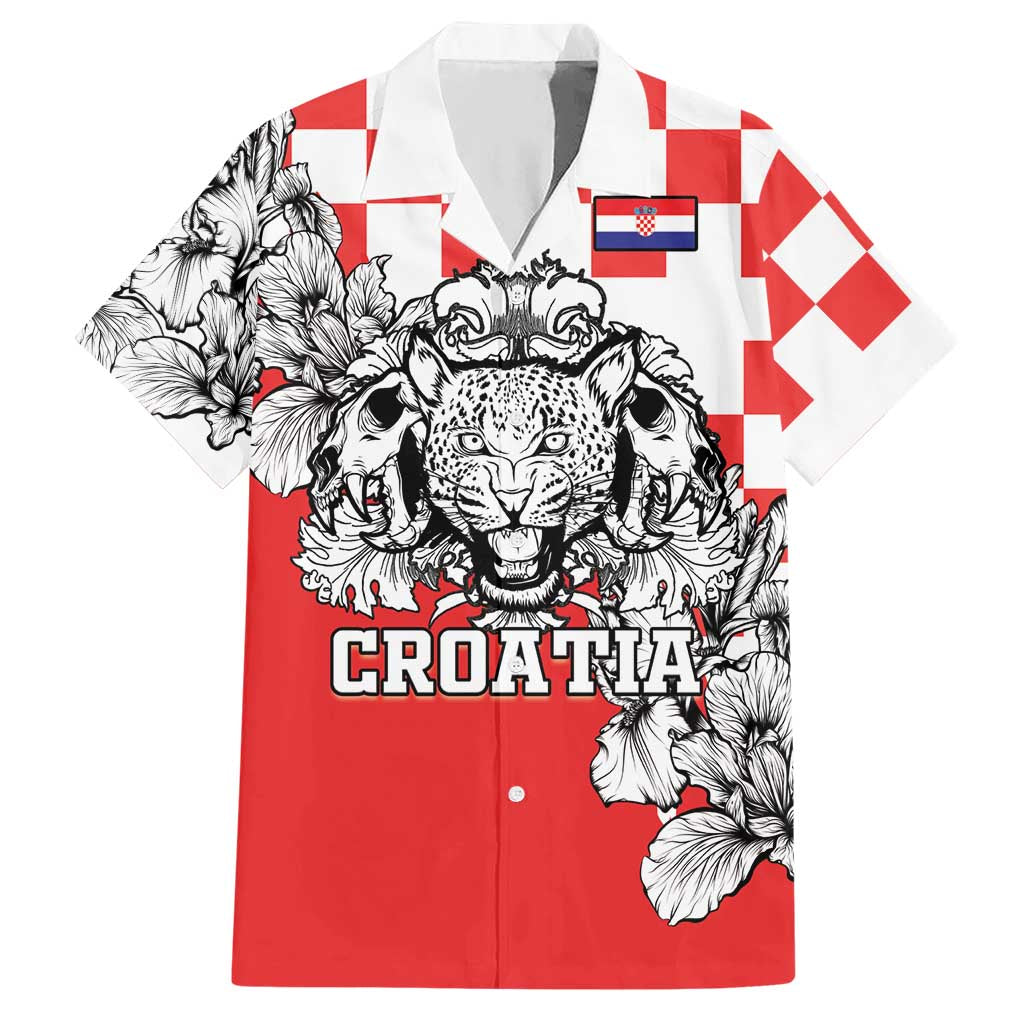 Personalized Croatia Leopard Heads Hawaiian Shirt With Iris