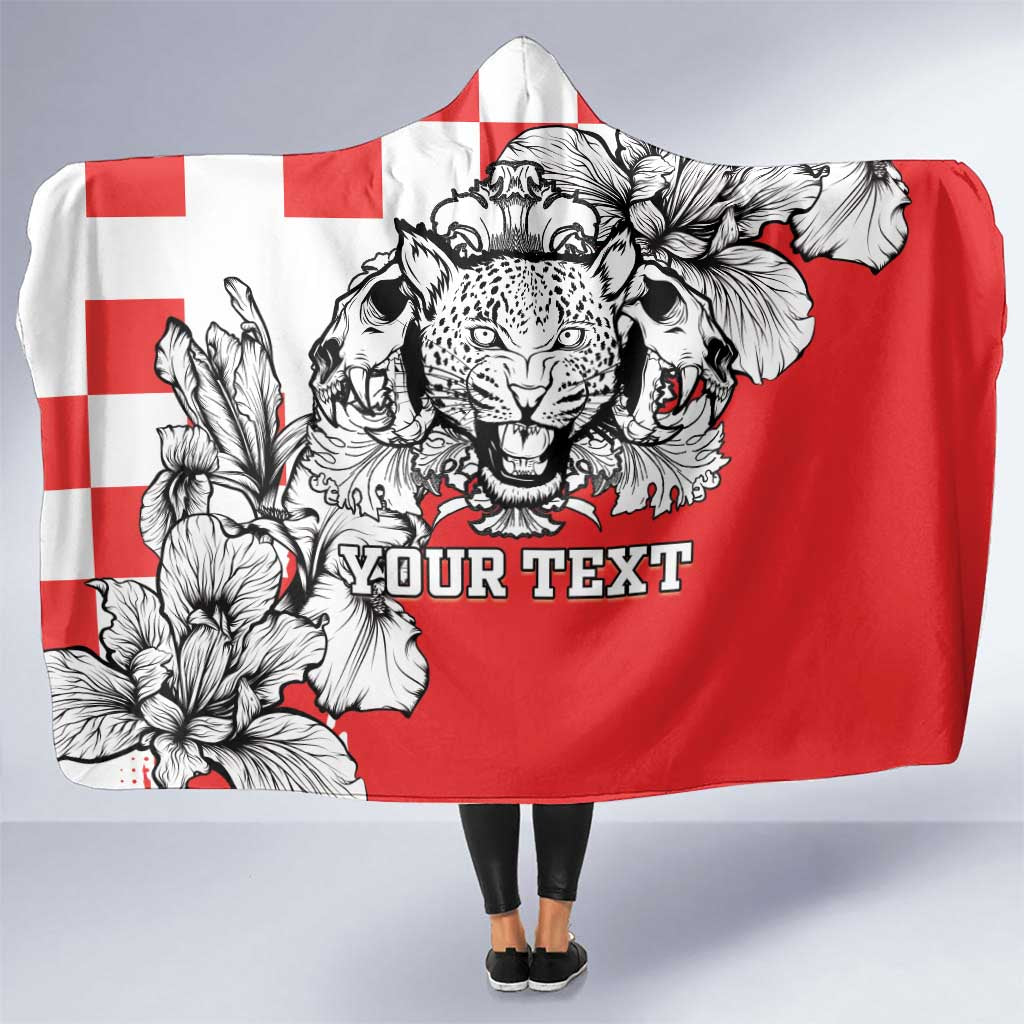 Personalized Croatia Leopard Heads Hooded Blanket With Iris