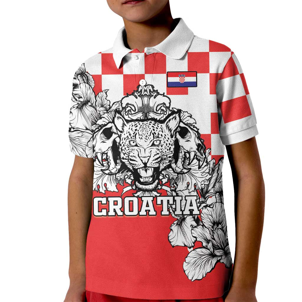 Personalized Croatia Leopard Heads Kid Polo Shirt With Iris