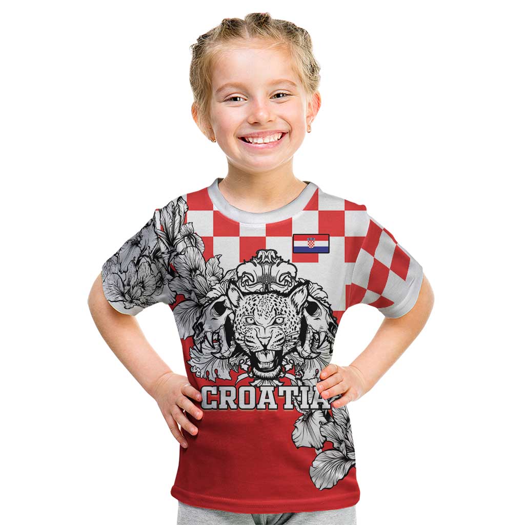 Personalized Croatia Leopard Heads Kid T Shirt With Iris