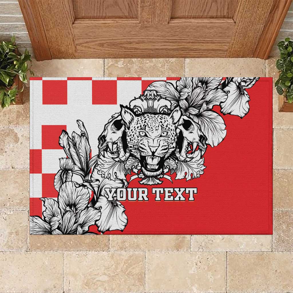 Personalized Croatia Leopard Heads Rubber Doormat With Iris - Wonder Print Shop