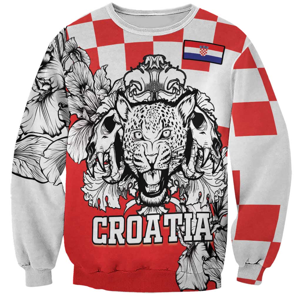 Personalized Croatia Leopard Heads Sweatshirt With Iris