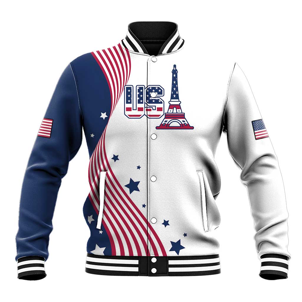 Custom USA Summer Sport 2024 Baseball Jacket Flag Of The United States - Wonder Print Shop