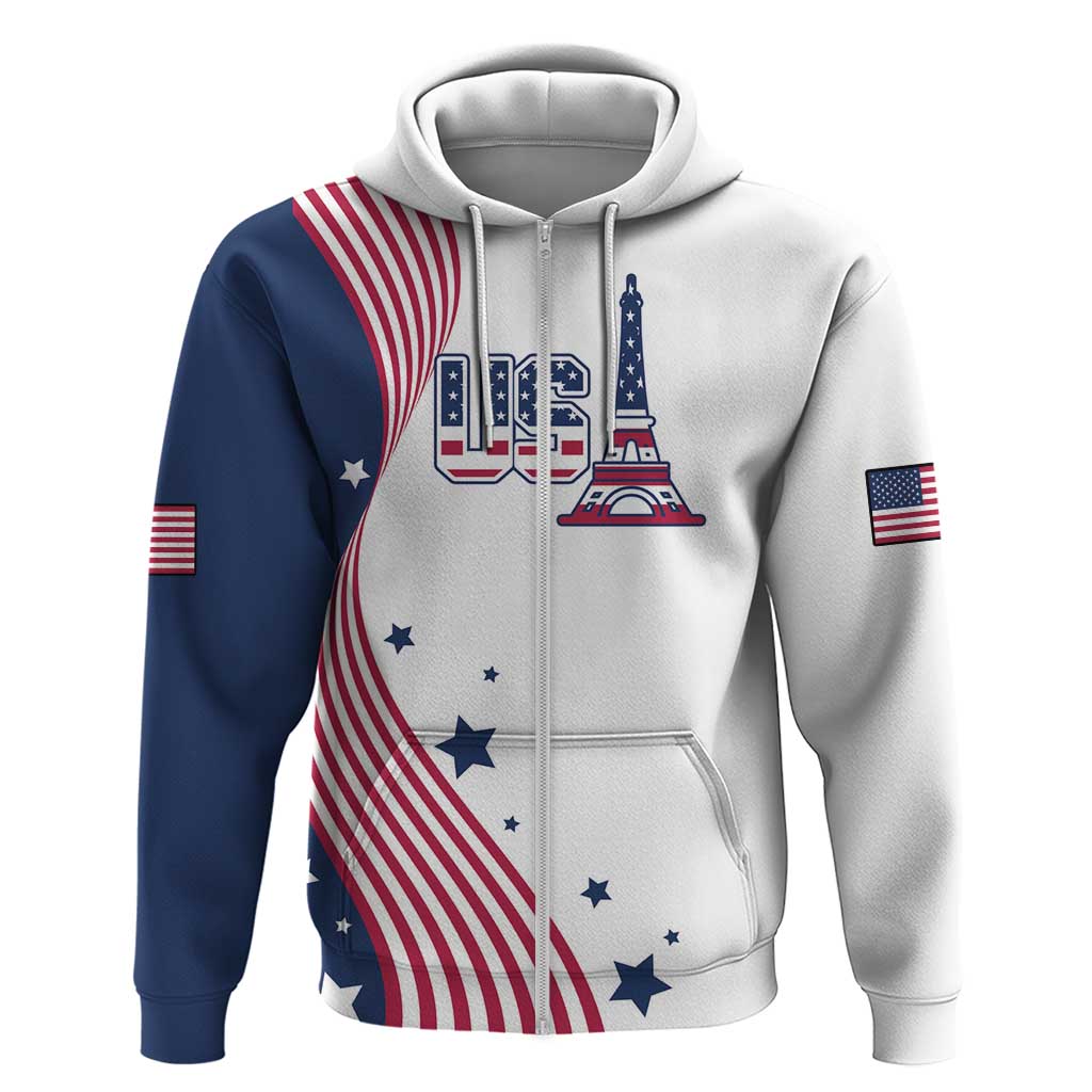 Custom USA Summer Sport 2024 Zip Hoodie Flag Of The United States - Wonder Print Shop