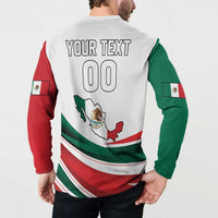 White zip-neck sweatshirt back with green/red flag map graphic and YOUR TEXT 00