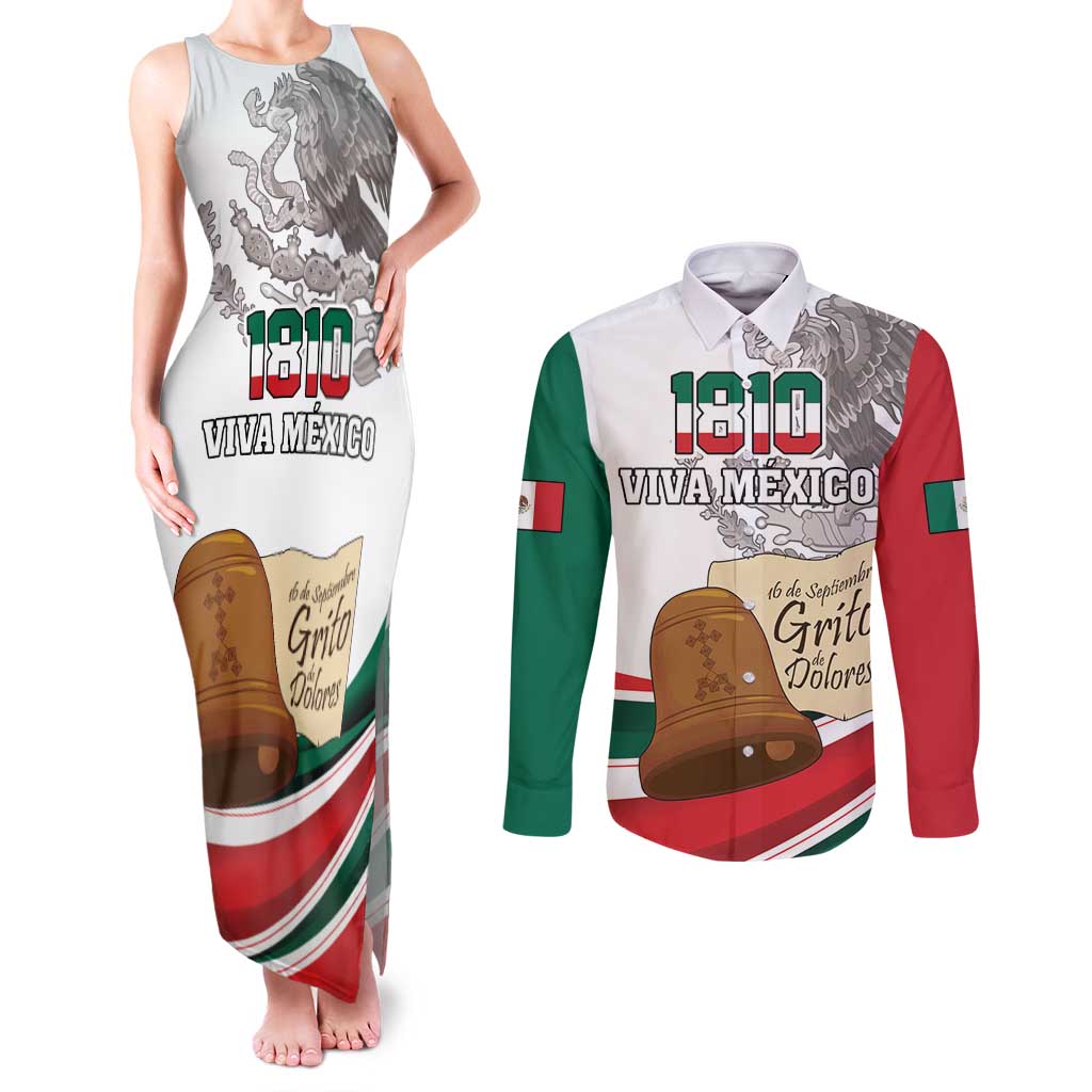 Custom Mexico Independence Day Couples Matching Tank Maxi Dress and Long Sleeve Button Shirt El Grito De Independencia