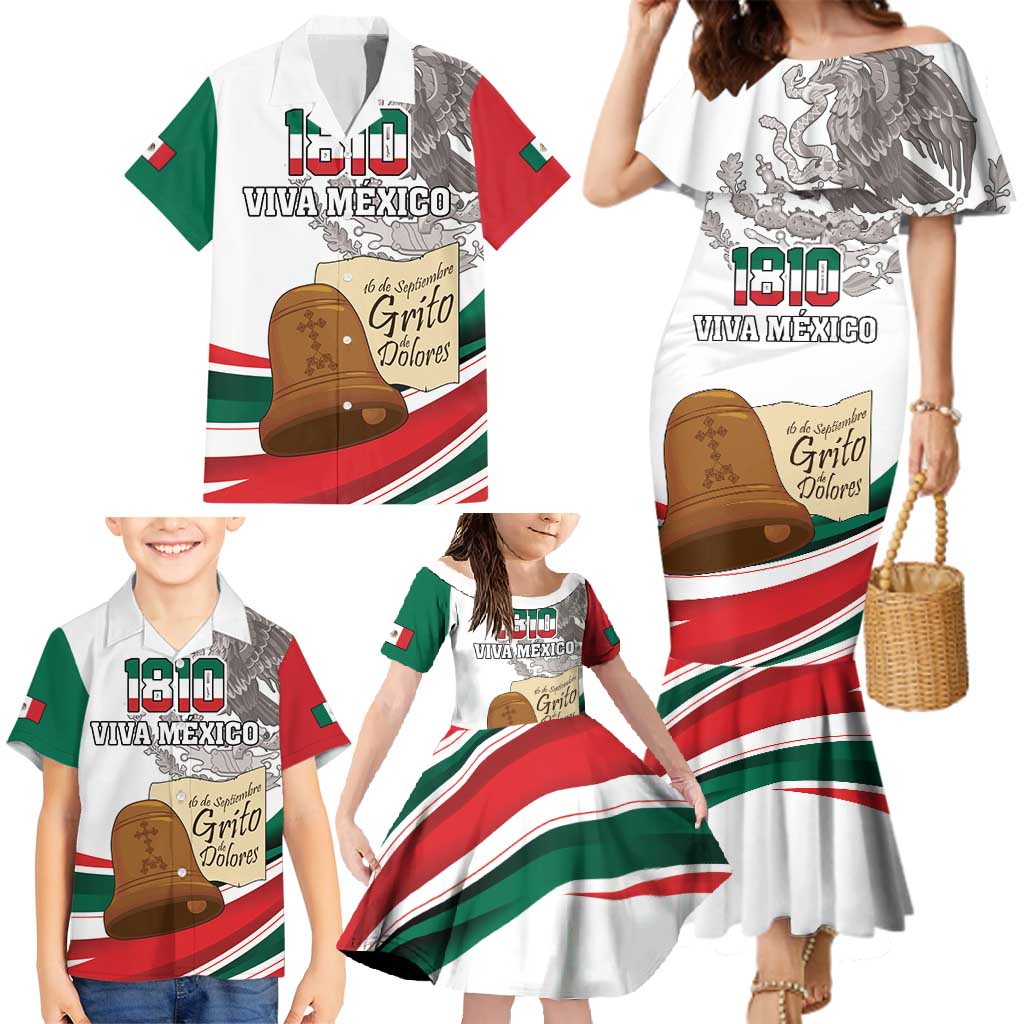 Custom Mexico Independence Day Family Matching Mermaid Dress and Hawaiian Shirt El Grito De Independencia