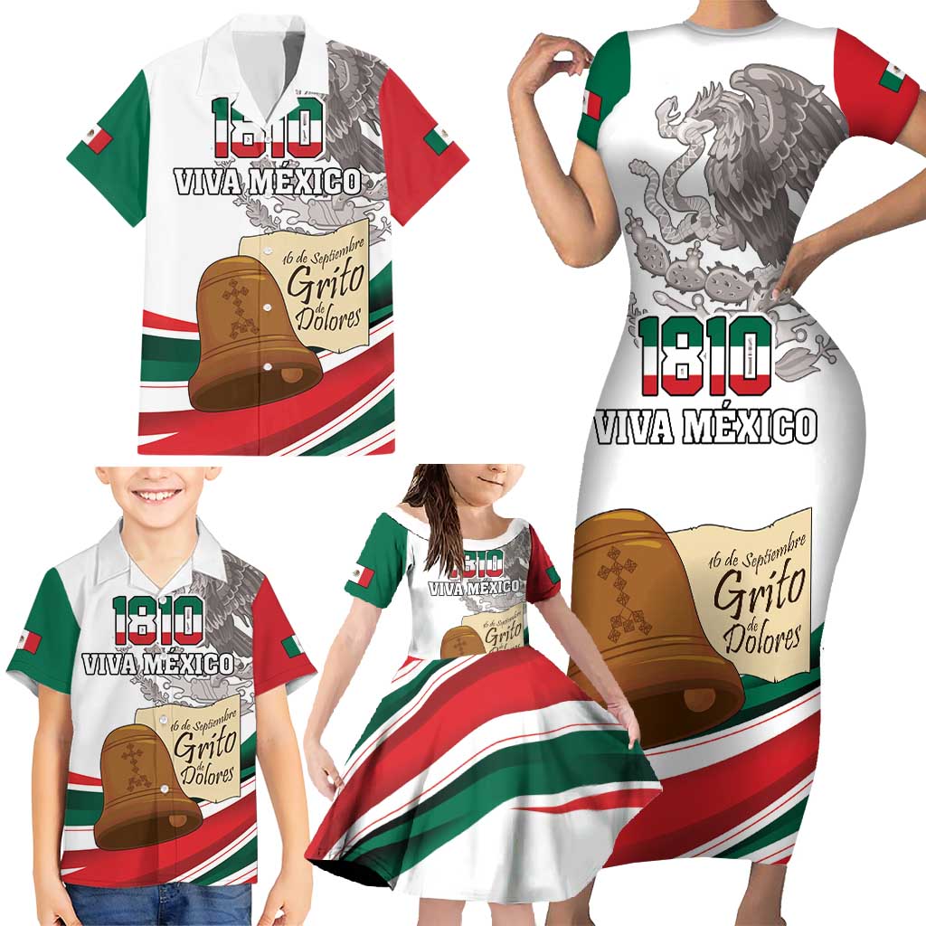 Custom Mexico Independence Day Family Matching Short Sleeve Bodycon Dress and Hawaiian Shirt El Grito De Independencia