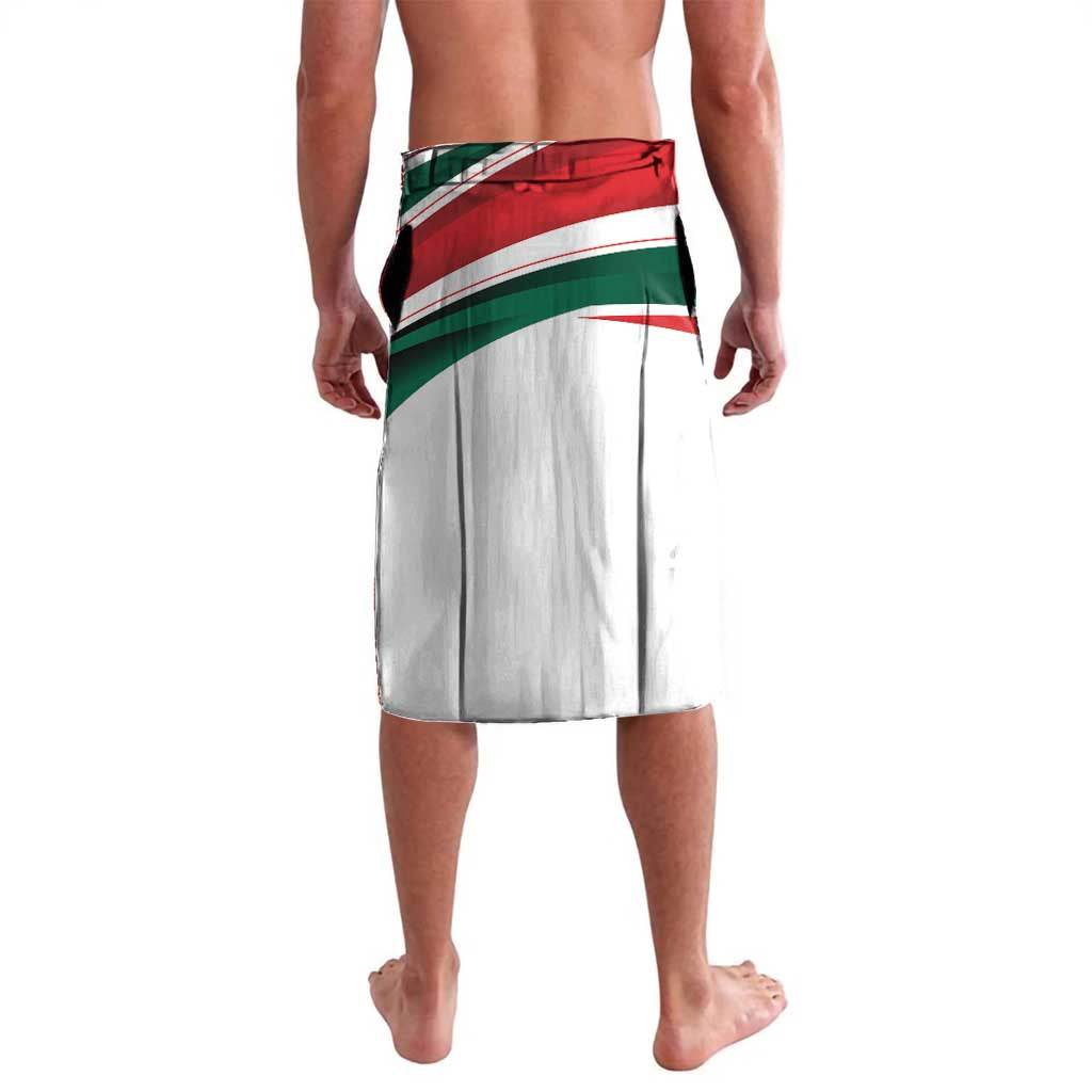 White Mexico-flag lavalava wrap skirt with red and green stripe band