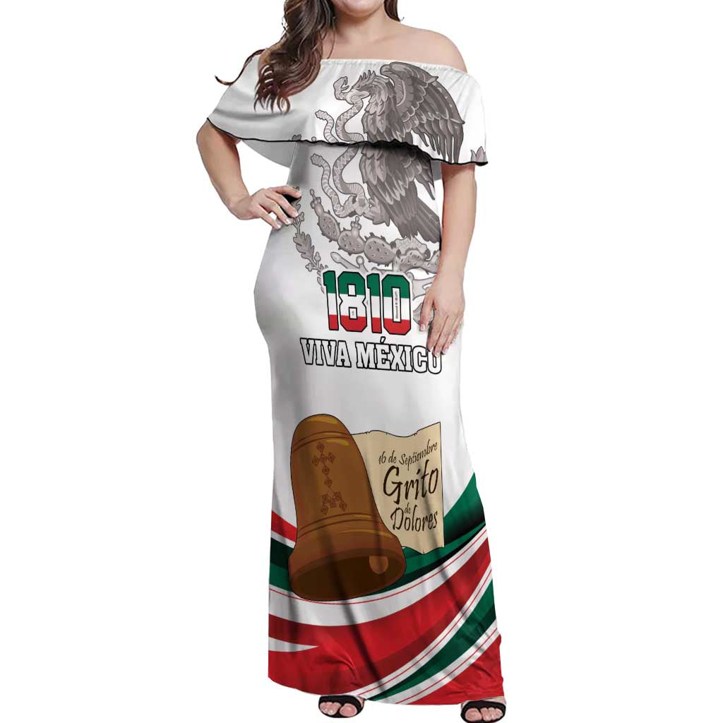 Custom Mexico Independence Day Off Shoulder Maxi Dress El Grito De Independencia - Wonder Print Shop