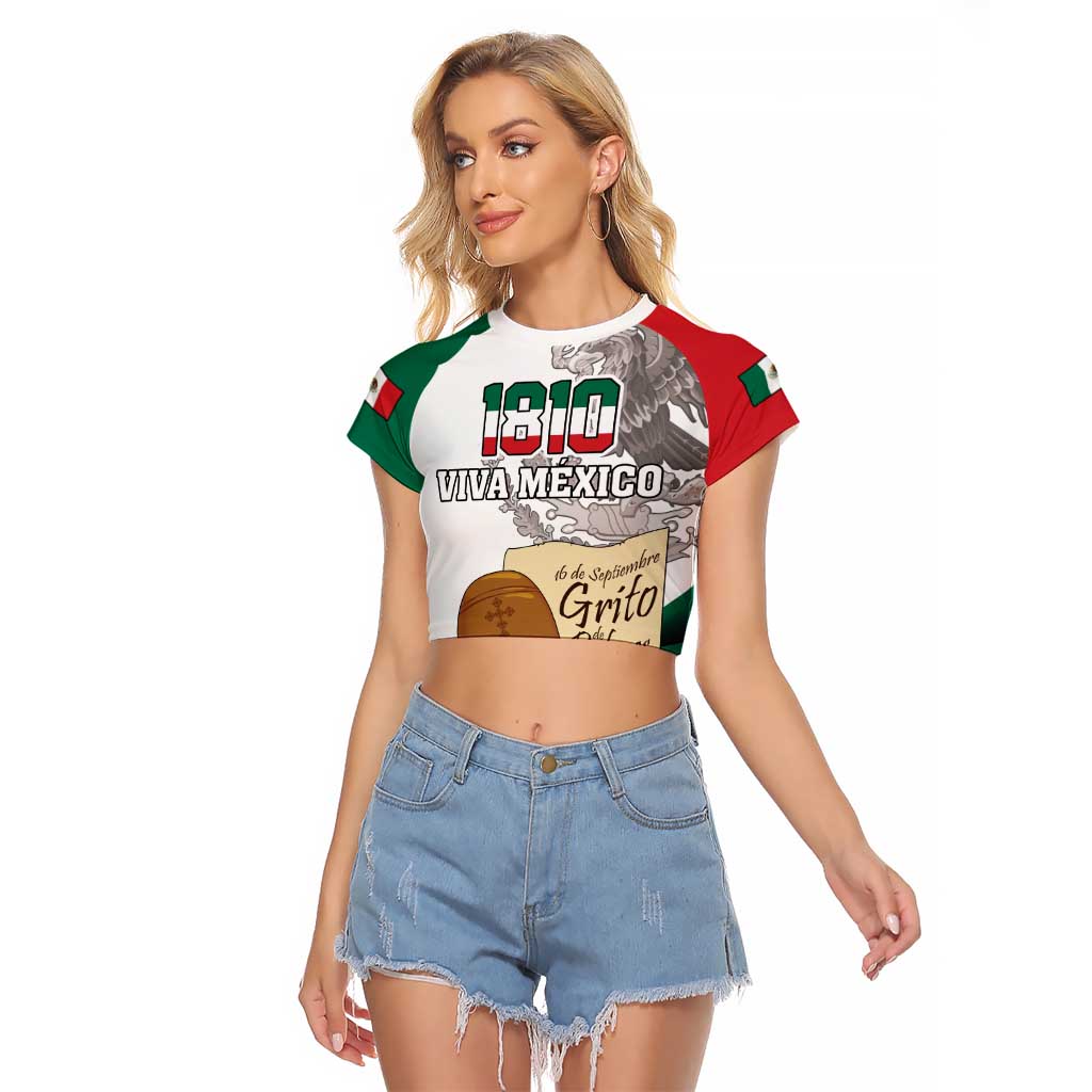 Custom Mexico Independence Day Raglan Cropped T Shirt El Grito De Independencia