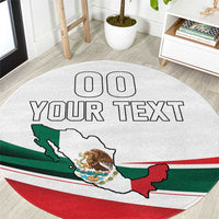 Round rug with Mexico flag design, YOUR TEXT and map graphic, circular white green red