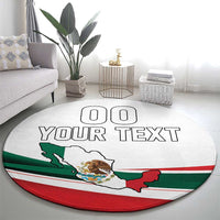 Round rug with Mexico flag design, YOUR TEXT text and map, circular shape on floor