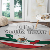 Round rug with Mexico flag design, YOUR TEXT and Mexico map, circular rug with red stripe