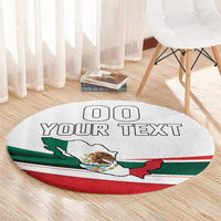 Round rug with Mexico flag design, YOUR TEXT and map graphic, circular red border
