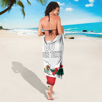 White sarong with green-red stripes and Mexico emblem, custom text at center