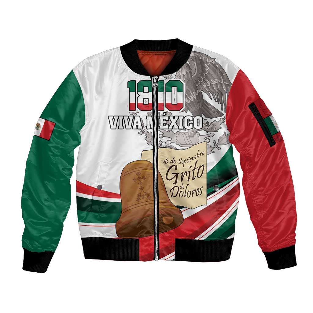 Custom Mexico Independence Day Sleeve Zip Bomber Jacket El Grito De Independencia - Wonder Print Shop