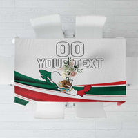 Mexico Independence tablecloth with flag map and red, green, white stripe design