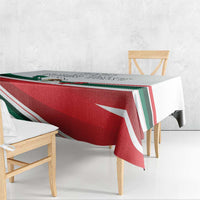 Mexico flag-style tablecloth featuring red and green stripes over a white base
