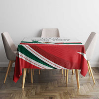 Mexico-themed tablecloth with flag print and layered red, white, green stripes