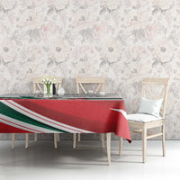 Rectangle tablecloth with Mexico flag stripe design in red, green, and white