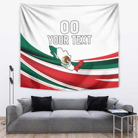 Mexico independence wall tapestry with green-red stripes, central map, and custom text