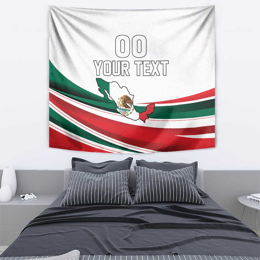 Mexico independence wall tapestry with custom text, Mexico map, and green-red stripes